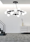 1480/16 LAMPADARIO 16 LUCI MODERNO INDUSTRIAL CHIC CON SFERE VETRO