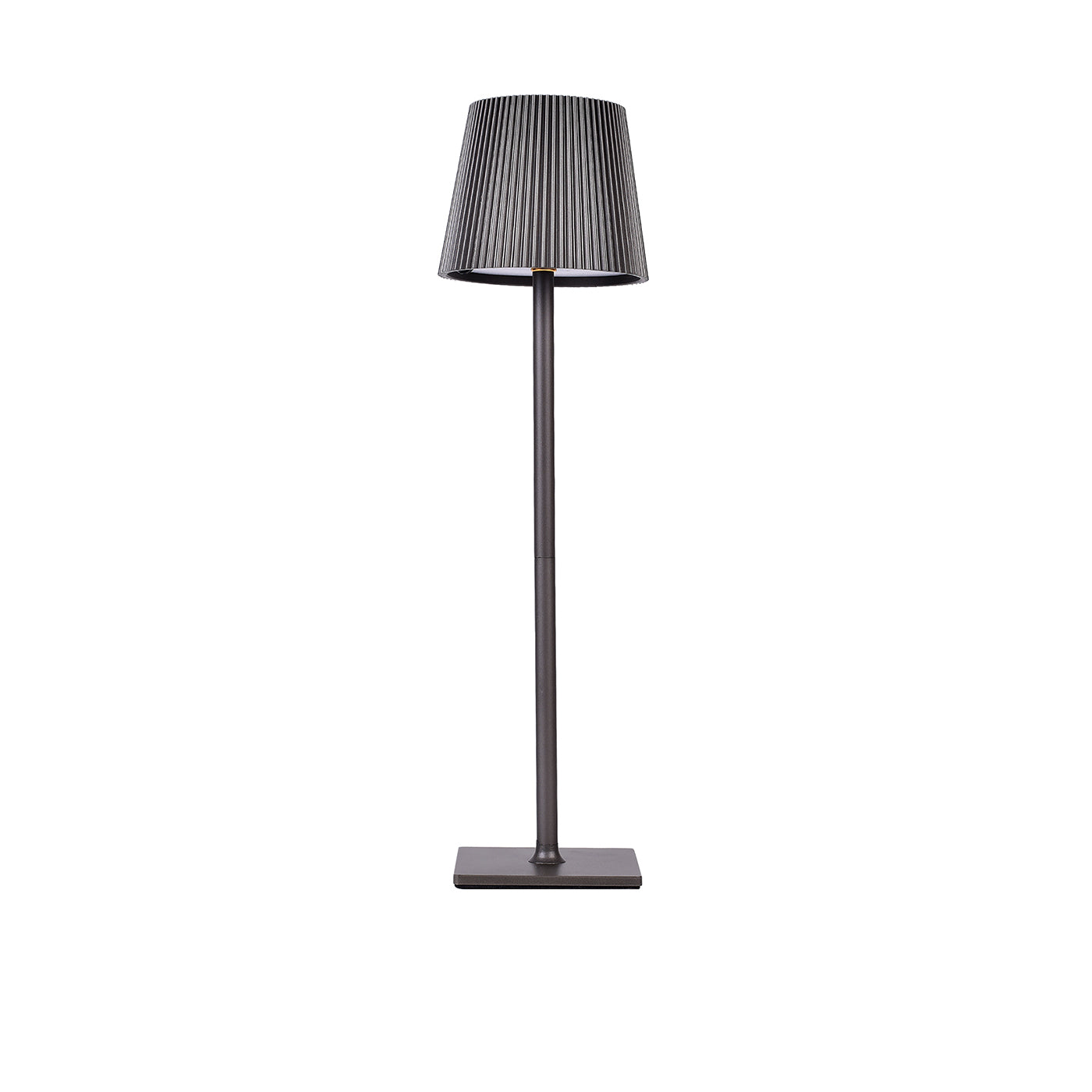 LAMPADA LED DA TAVOLO RICARICABILE CON PARALUME TONDO PLISSETTATO USB E SOLARE