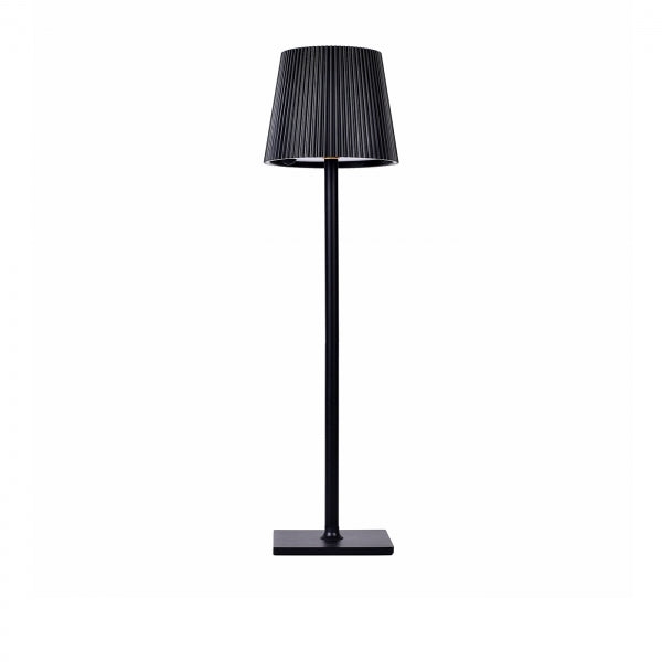 LAMPADA LED DA TAVOLO RICARICABILE CON PARALUME TONDO PLISSETTATO USB E SOLARE
