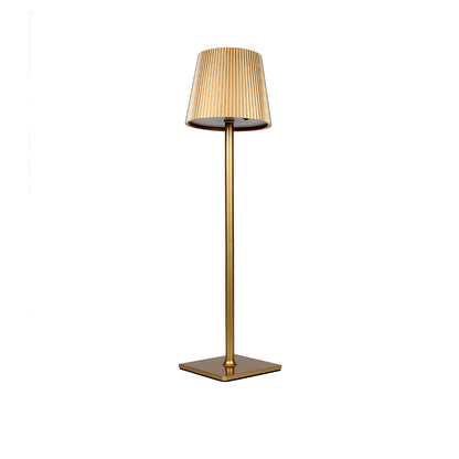 LAMPADA LED DA TAVOLO RICARICABILE CON PARALUME TONDO PLISSETTATO USB E SOLARE
