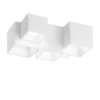 Plafoniera gesso 5 luci gu10 led verniciabile lampada soffitto