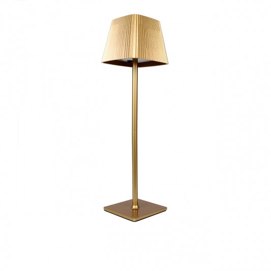 LAMPADA LED DA TAVOLO RICARICABILE CON PARALUME QUADRATO PLISSETTATO USB E SOLARE