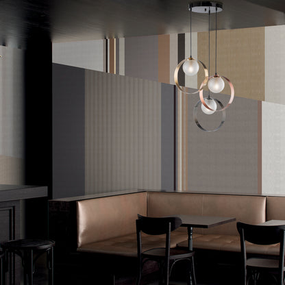 SOSPENSIONE MODERNA CON CERCHI E SFERE VETRO INDUSTRIAL CHIC