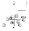 LAMPADARIO 8 LUCI MODERNO METALLO E SFERE VETRO