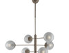 LAMPADARIO MODERNO, INDUSTRIAL CHIC 6 LUCI METALLO E SFERE VETRO