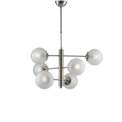 LAMPADARIO 6 LUCI MODERNO INDUSTRIAL CHIC CON SFERE VETRO