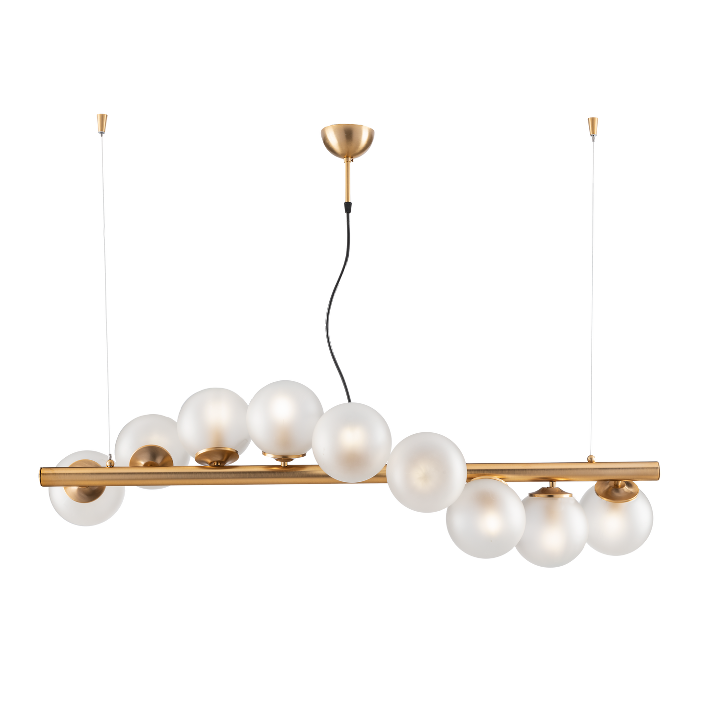 SOSPENSIONE/LAMPADARIO 9 LUCI MODERNO INDUSTRIAL CHIC CON SFERE VETRO