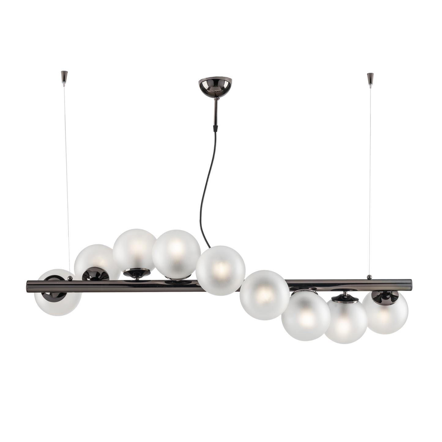 SOSPENSIONE/LAMPADARIO 9 LUCI MODERNO INDUSTRIAL CHIC CON SFERE VETRO