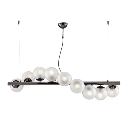 SOSPENSIONE/LAMPADARIO 9 LUCI MODERNO INDUSTRIAL CHIC CON SFERE VETRO