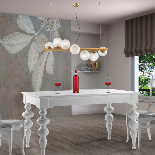 SOSPENSIONE/LAMPADARIO 7 LUCI MODERNO INDUSTRIAL CHIC CON SFERE VETRO