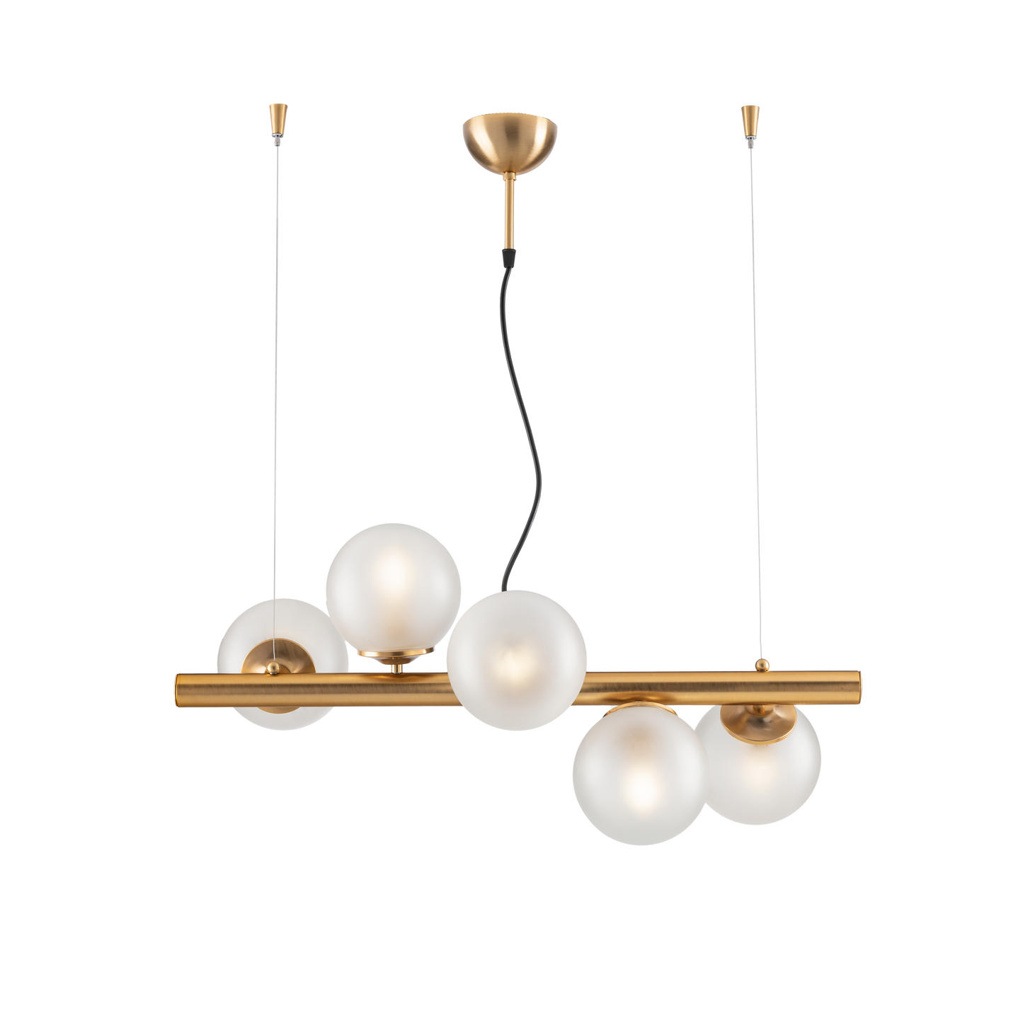 SOSPENSIONE/LAMPADARIO 5 LUCI MODERNO INDUSTRIAL CHIC CON SFERE VETRO