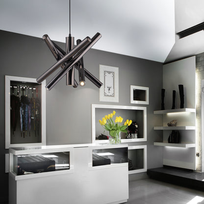 LAMPADARIO 5+1 MODERNO CON TUBI LED