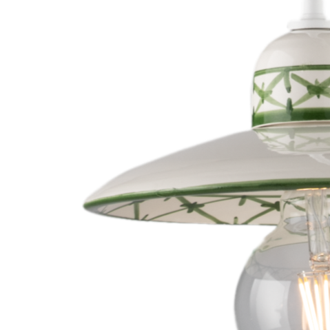 BILANCIERE IN METALLO BIANCO E CERAMICA DECORATA