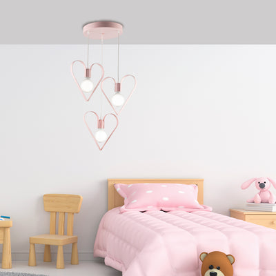 LAMPADARIO SOSPENSIONE 3 LUCI A FORMA DI CUORE