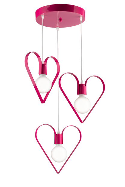 LAMPADARIO SOSPENSIONE 3 LUCI A FORMA DI CUORE