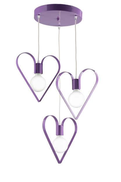 LAMPADARIO SOSPENSIONE 3 LUCI A FORMA DI CUORE
