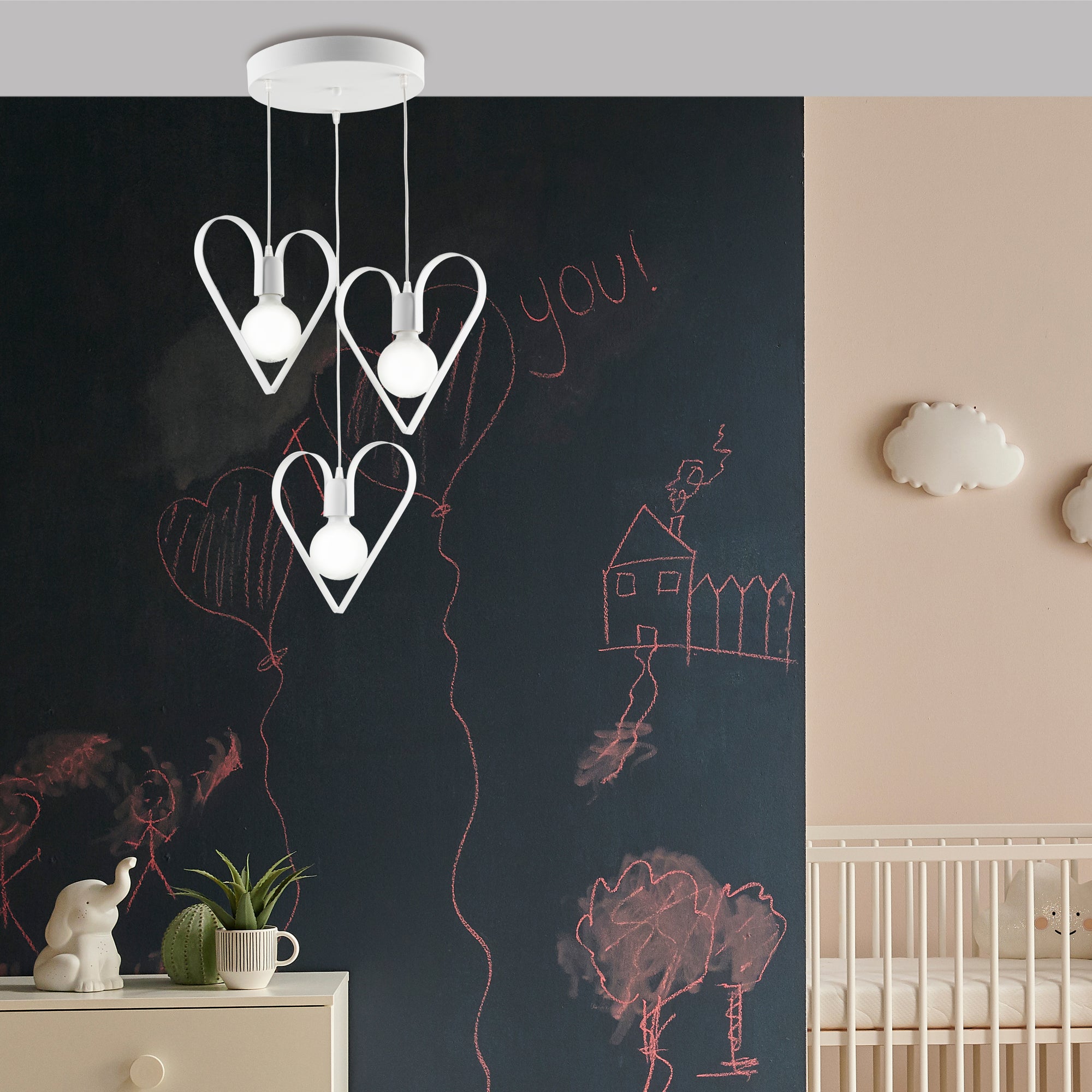 LAMPADARIO SOSPENSIONE 3 LUCI A FORMA DI CUORE - LighteMore