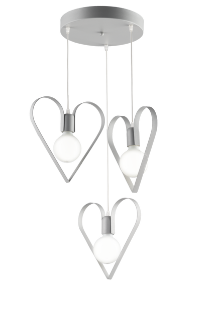 LAMPADARIO SOSPENSIONE 3 LUCI A FORMA DI CUORE