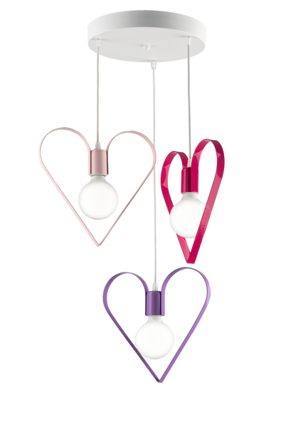 LAMPADARIO SOSPENSIONE 3 LUCI A FORMA DI CUORE
