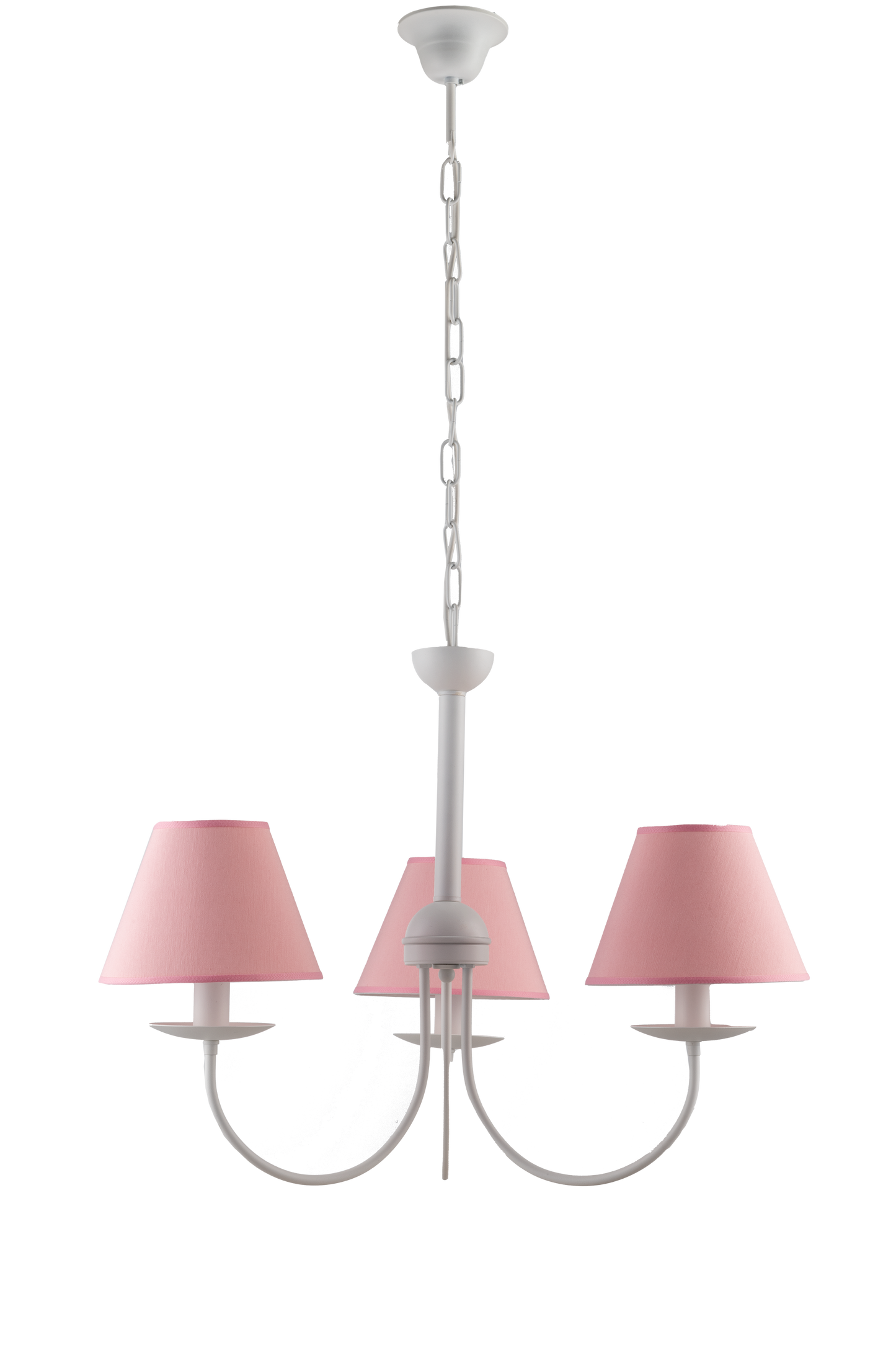 LAMPADARIO BIANCO 3 LUCI SHABBY CHIC METALLO E PARALUMI TESSUTO