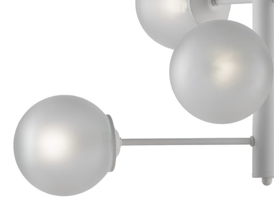 LAMPADARIO MODERNO, INDUSTRIAL CHIC 8 LUCI  IN METALLO E SFERE VETRO